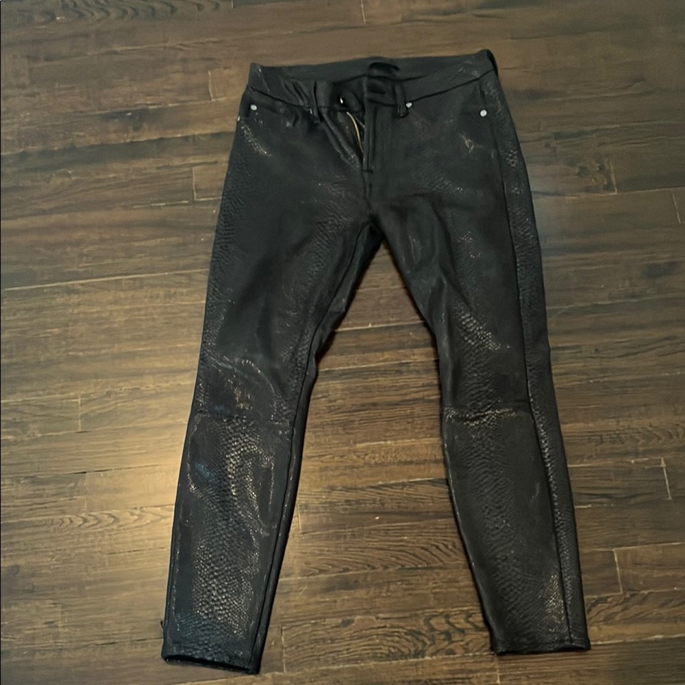 7 For All Mankind Black snake Skinny Jeans with Distressed Details
